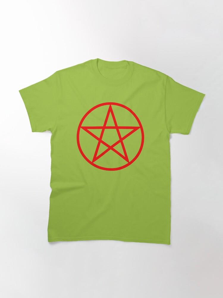 Pentangle Bright Red Wiccan Pentagram Classic T-Shirt