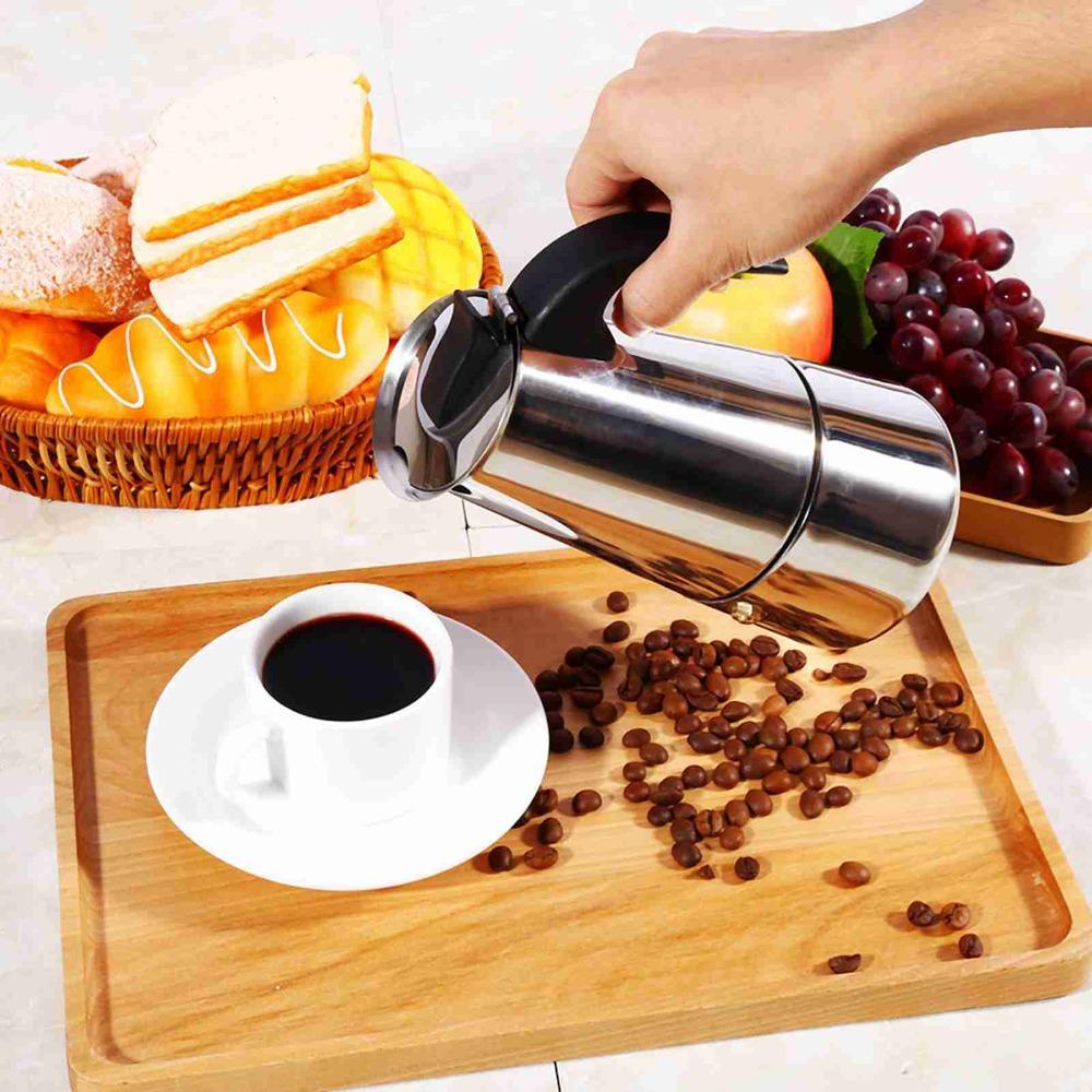 300ml Moka Pot Stainless Steel Espresso Maker Latte Maker Percolator  Cafe Brewing