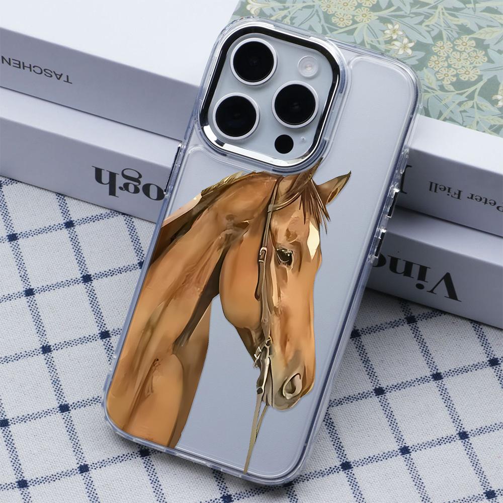 Realistic Style Brown Horse Head Phone Case For Iphone 17 16 15 14 13 12 11 Pro Max 16E 17E 7 8 Plus Ins Simple Soft Coque Cover