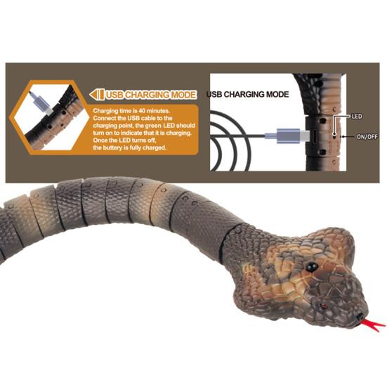 Remote Control Snake Rechargeable Realistic RC Snake Toy with Remote Control Smart Sensing Cat Toy Infrared Controller Snake Toys Prank Gifts for Kids