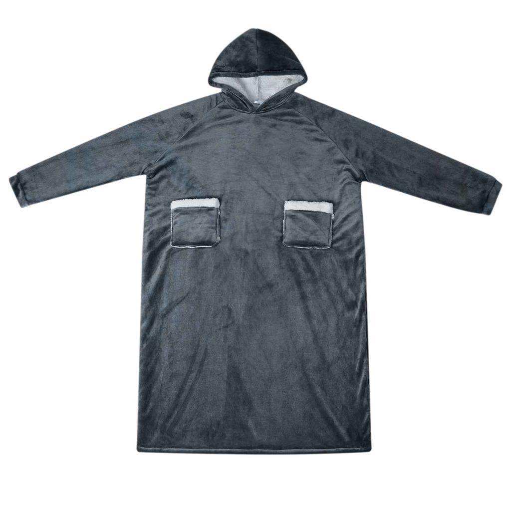Navy Blue Oversized Blanket Hoodie L Fleece and Flannel