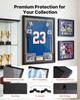 Jersey Frame Display Case, 80 x 60 x 2.5 cm, Wooden Sport Jersey Shadow Box with 98% UV Protection PC Panel and Hanger, for Baseball Basketball