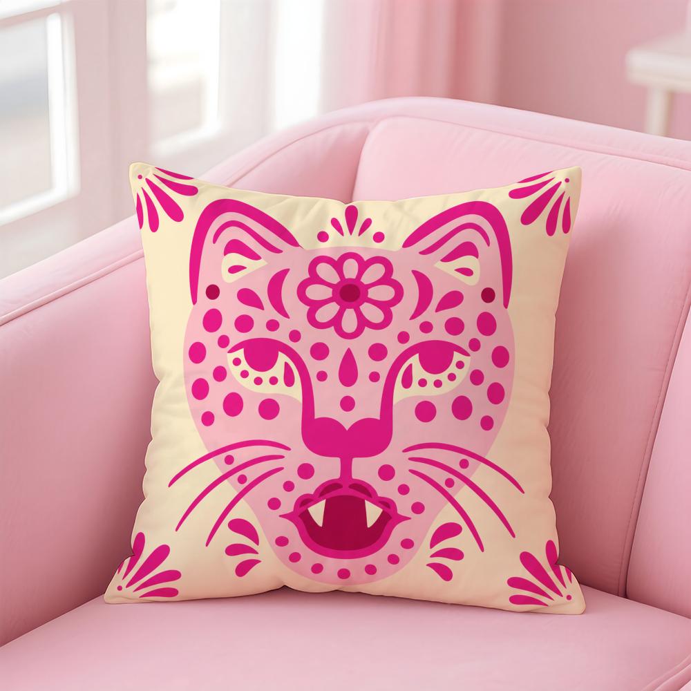 Nordic Boho Sun Leopard Palm Cushion Cover Short Plush Double Sided Printed Soft Pillow Case Concealed Zipper Home Bedroom Decor