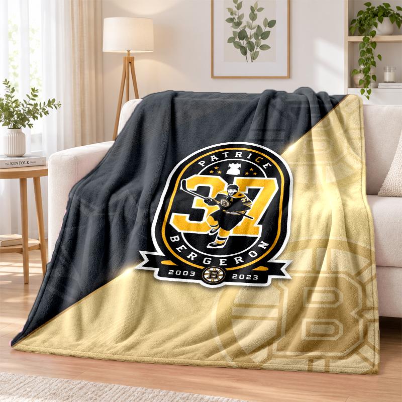 Boston Bruins Printed Flannel Blanket Warm Comfort Bed Throw For Indoor Home Decoration