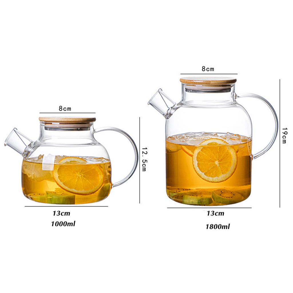 Large Transparent Glass Teapot Stovetop & Microwave Safe Kettles for Brewing Hot or Cold Tea
