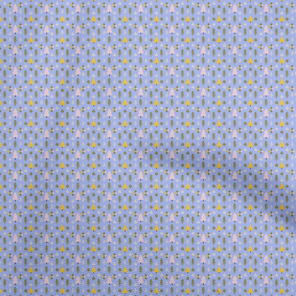 oneOone Cotton Flex Light Blue Fabric Tree Dress Material Fabric Print Fabric By The Yard 40 Inch