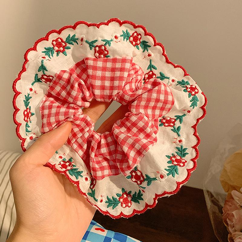 Красивые вышитые большие резинки для волос, резинки для волос, женские милые аксессуары для волос, держатель для хвоста, веревка для волос