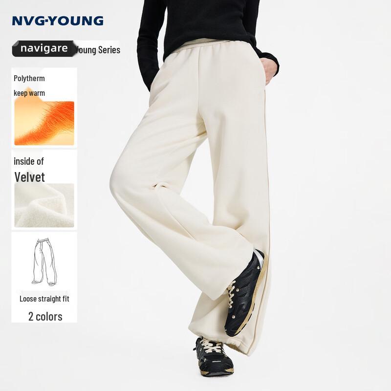 Navigare Women's Loose Straight-Leg Fleece-Lined Casual Pants
