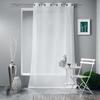Voilage - Mitsy - 140 X 240 Cm - Poly Coton - Blanc - 8 Œillets Métal Argenté