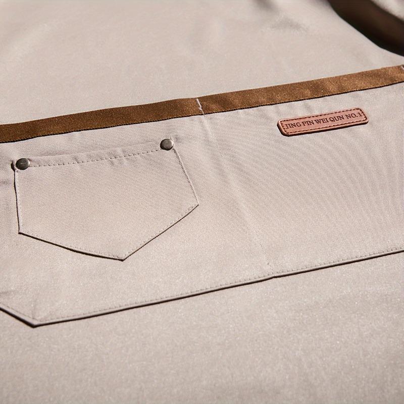 1 шт. Унисекс Регулируемый фартук с карманами, Полиэстер 100% Не тянущийся, Обычная посадка, Без рукавов, Н-образный подол, Тканый для приготовления пищи, выпечки, работников ресторана