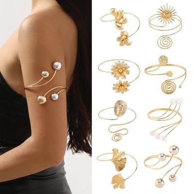 Металлический браслет-манжета с открытым рукавом золотого цвета, модный широкий открытый браслет, украшение для руки