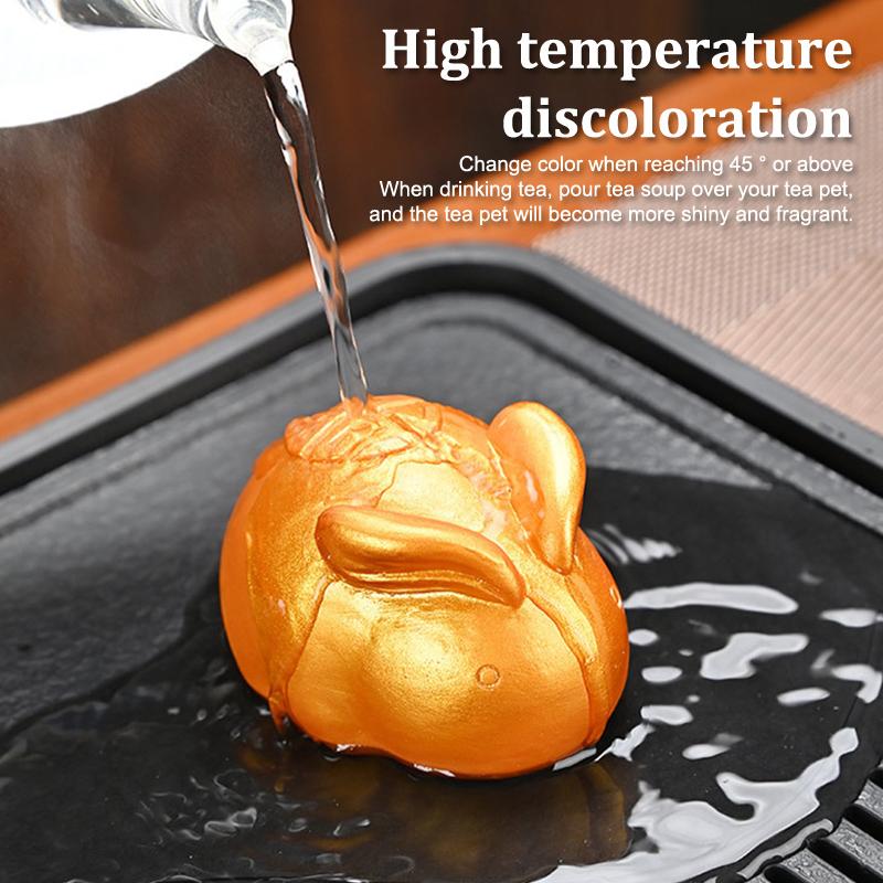 Чайный питомец, меняющий цвет, Белый кролик, Золотой кролик, Аксессуары для чайного столика, Меняет цвет при нагревании, Декоративные фигурки