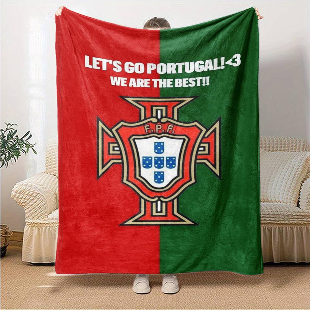 Portugal Football Print Flannel Blanket High Quality Warm Comfortable Cover for All Seasons Perfect for Gifts Home Decor