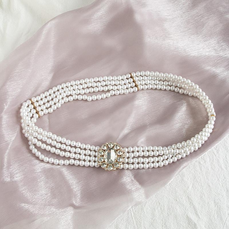 Korean Style Pearl Belt For Females With Stretchable Design For Dress Night Out