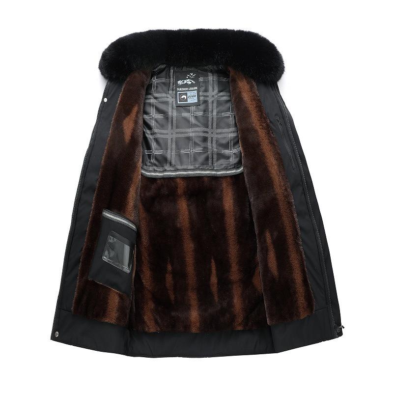 Мужская теплая пуховая хлопковая куртка среднего возраста, зимнее пальто для отца средней длины, утепленная хлопковая куртка, плюшевая хлопковая куртка для людей среднего возраста и пожилых людей