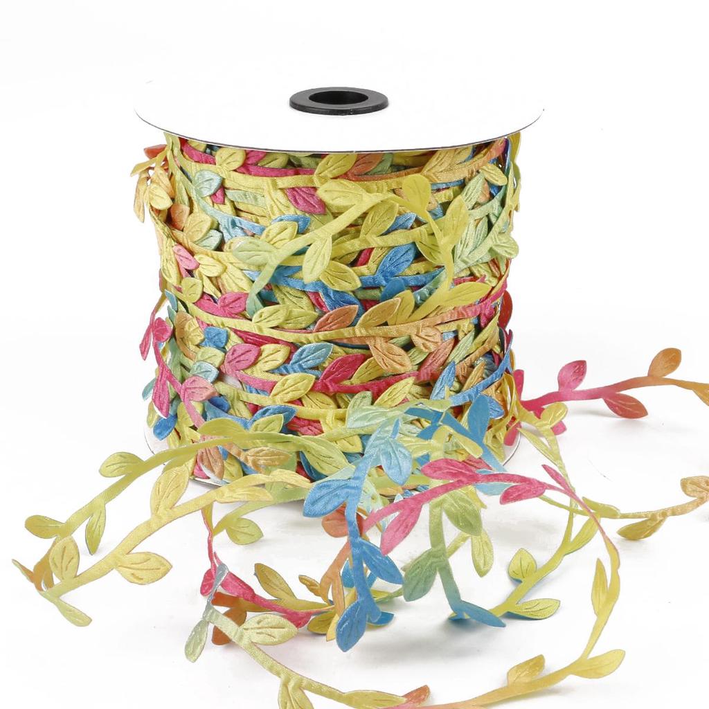 10M Colorful Artificial Leaves Ribbon Weaving Rope Home Wedding Decoration Gift Packing ARI