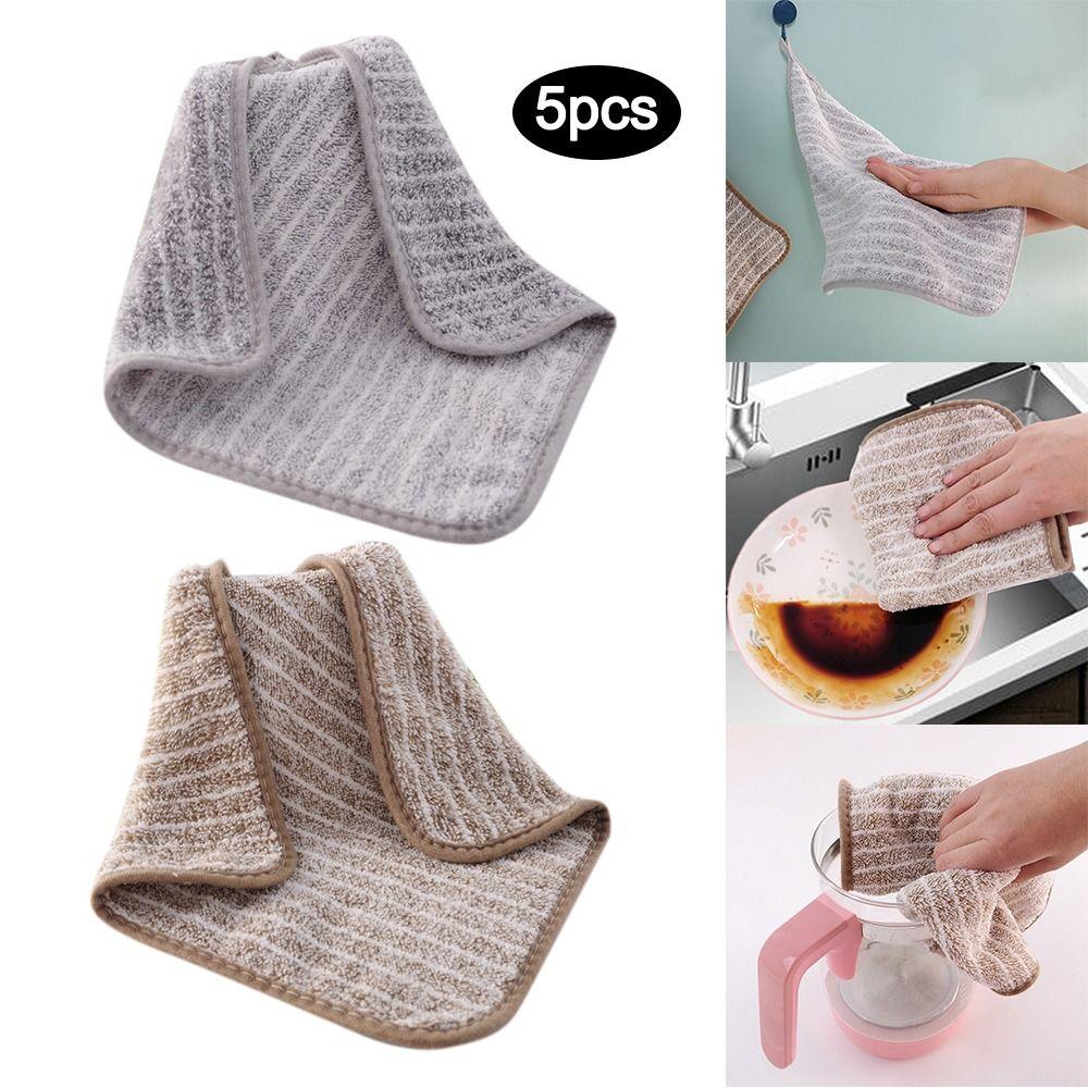5 шт. сменное полотенце из микрофибры, впитывающее кухонное полотенце для мытья посуды с антипригарным покрытием, тряпки для мытья посуды