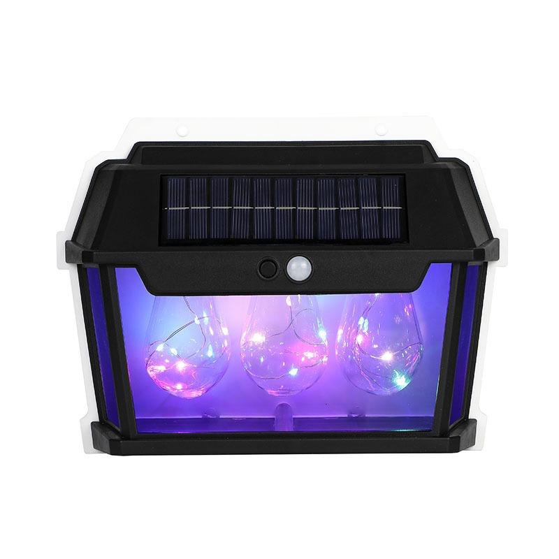 LED Solar Motion Sensor Lights Outdoor Solar Fence Lights with RGB Color Solar Powered Security Light Waterproof forOutside Yard
