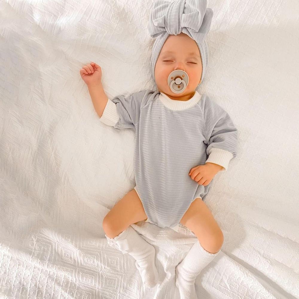Однотонный вельветовый комбинезон с длинными рукавами для новорожденных девочек с повязкой на голову, одежда для детей 0–24 месяцев