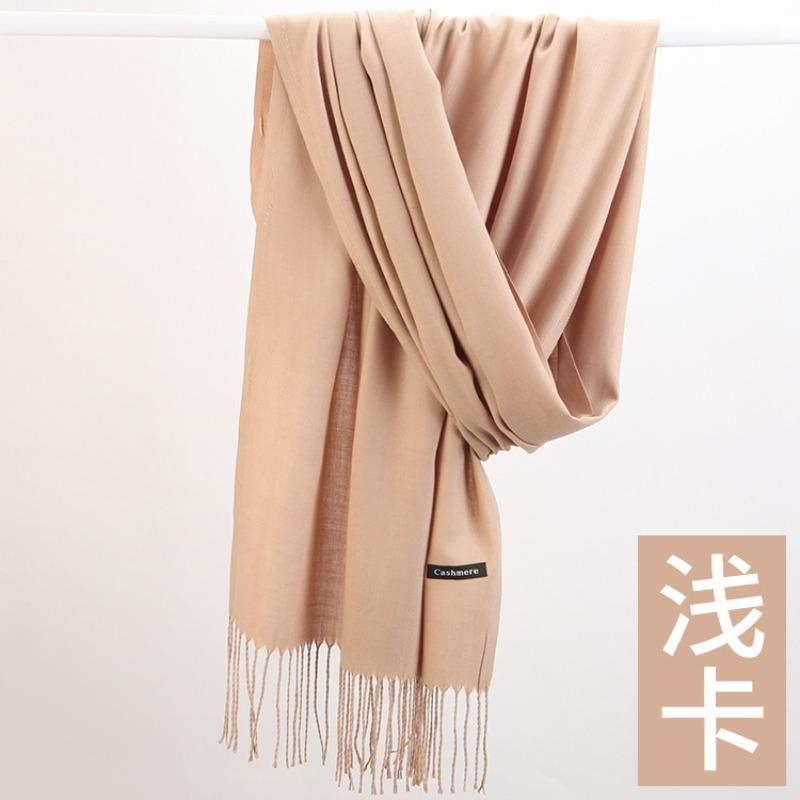 Autumn and Winter New Cashmere Scarf Women's Thickened Fringed Warm Pulled Solid Color Bright Red Scarf Shawl