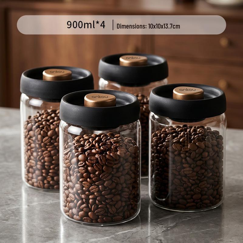 Ankou Airtight Vacuum Glass Jar for Coffee, Tea, and Food Storage