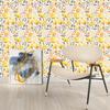 Желтые свежие цветочные самоклеящиеся обои виниловые отклеивающиеся и приклеивающиеся ручной росписи акварельный дизайн для гостиной домашний декор