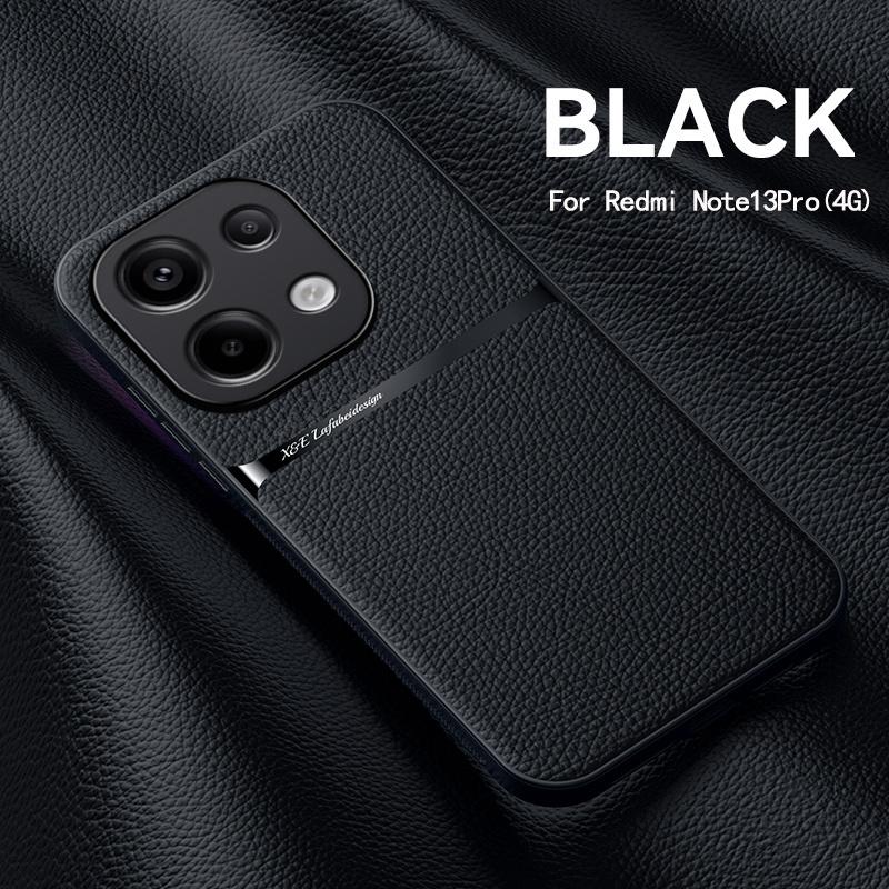 Кожаный Автомобильный Держатель Магнитная Крышка Для Xiaomi Redmi Note 13 Pro 4G 5G Чехол Силиконовый Противоударный Чехол Redmy Note13 Note13pro Plus