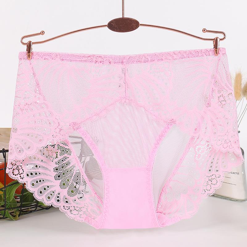 Женские сексуальные кружевные трусики миди с прозрачными вставками, бесшовные, больших размеров, ластовица из чистого хлопка, тонкие трусики-треугольники