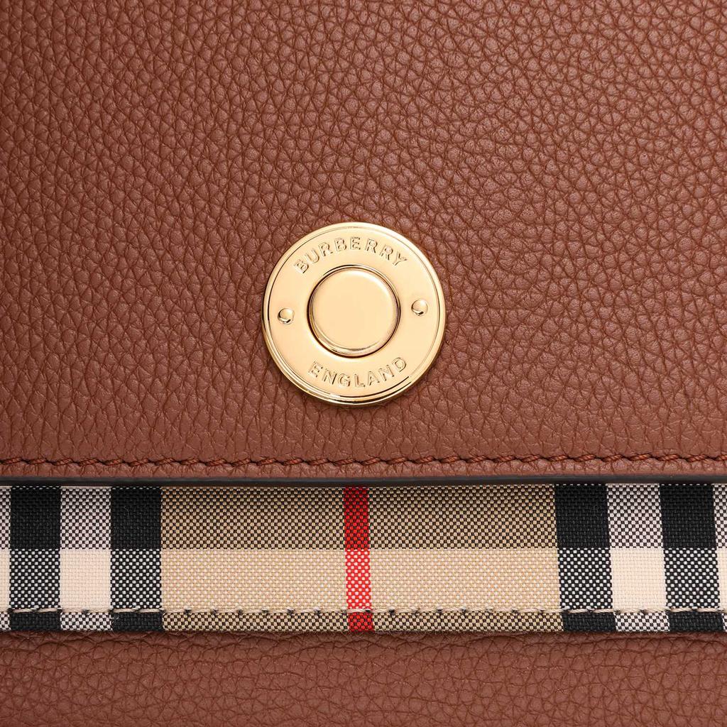 Burberry Примечание Винтажная Мода Буквенный Логотип Регулируемый Широкий Плечевой Ремень Клетчатая Кожаная Сумка-Почтальон Женские сумки Коричневый 80211111