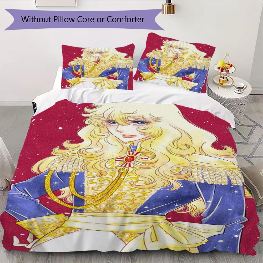 Versailles Rose Love Pattern Bedding uilt Set uilt Cover Pillowcase Home Decoration Birthday Gift (1 * duvet cover + 2 * pillowcase without core)238
