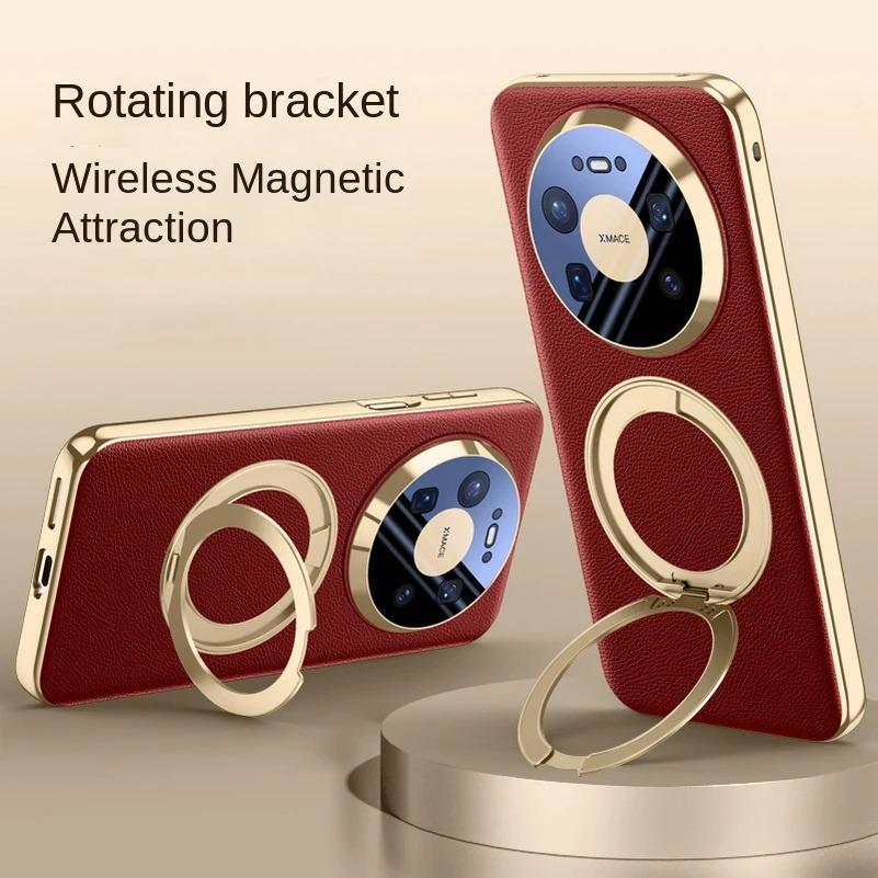 New Rotatable Metal Magnetic Bracket Holder Lens film protection Case For Huawei Mate 80 Pro Max 80 RS mate80 pro Slim Leather Cover