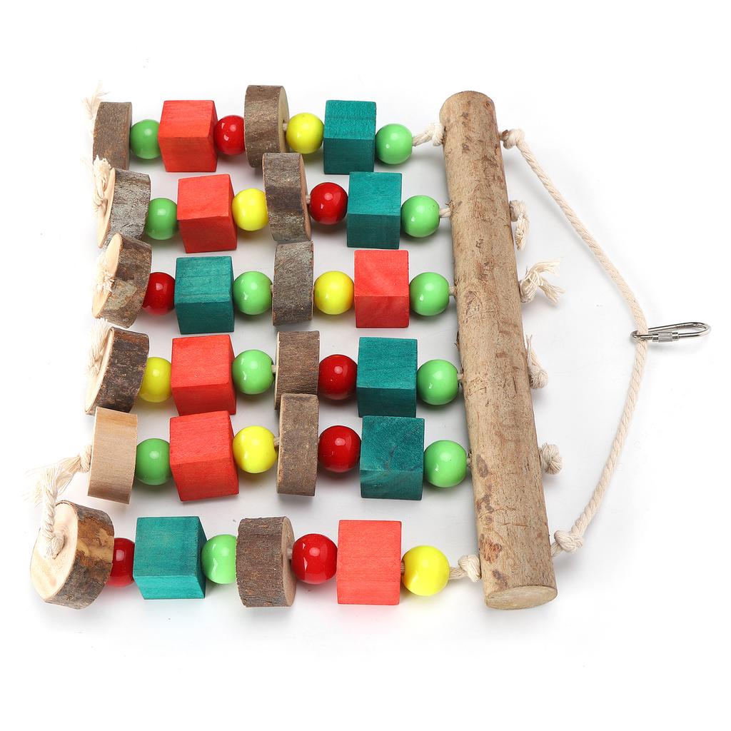 Hanging Chewing Toy Multicolored Natural Wooden Bird Tearing Blocks for Large ParrotS