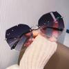Fashion Oversized Rimless Sunglasses Women Luxury Gradient Eyewear for Female