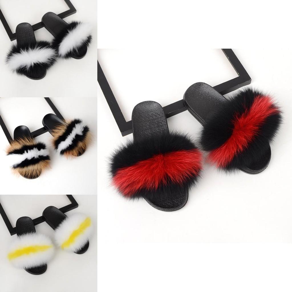 Realistic Fluffy Slippers Sandals For Women Girls Luxury Comfort