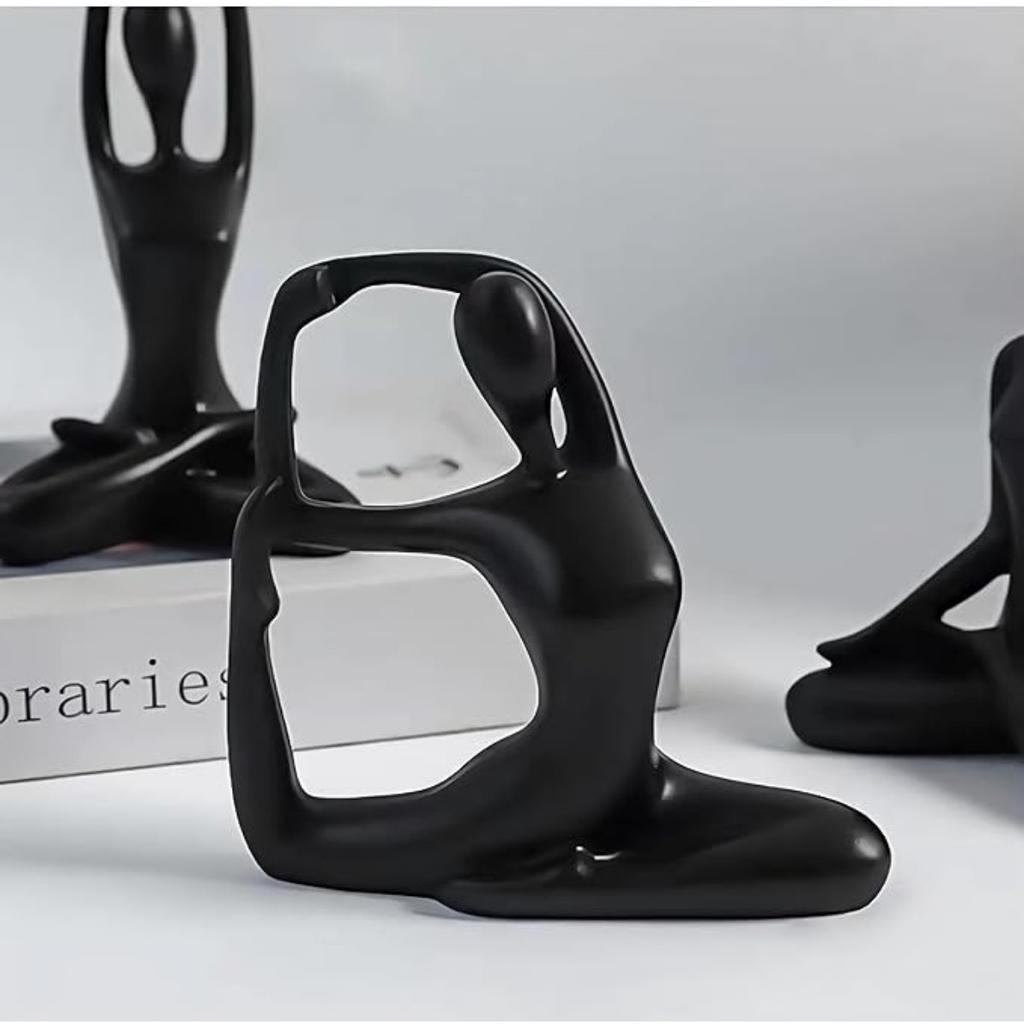 Resin Zen Yoga Figurines for Bookself, Meditation Yoga Statues Set of 3, Home Decor, Gifts