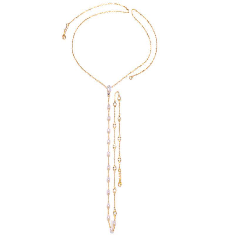 Hot-Selling Pearl Back Chain, Simple European and American Bridal Dress with Diamond-Encrusted Backless Back Chain, Elegant and Fashionable Accessory