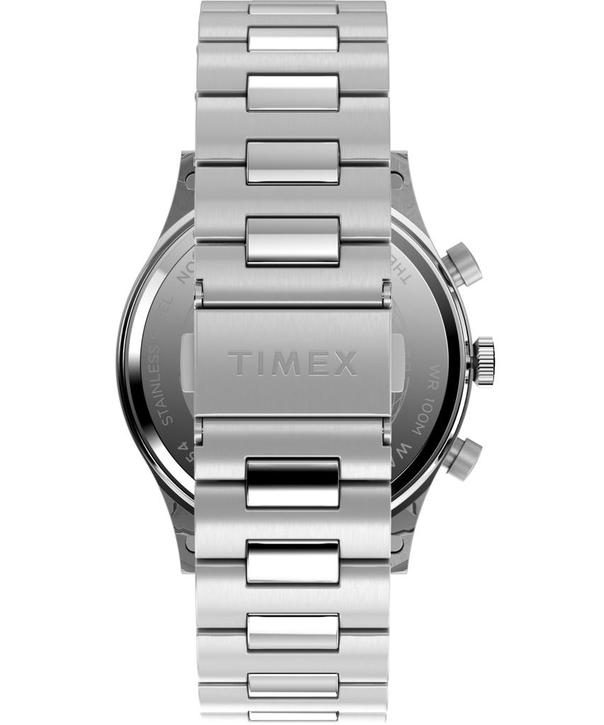 Timex Men's Waterbury Traditional 42mm Watch - Black Strap Silver Tone Dial Stainless Steel Case, Stainless Steel/Blue/Stainless Steel. , classic
