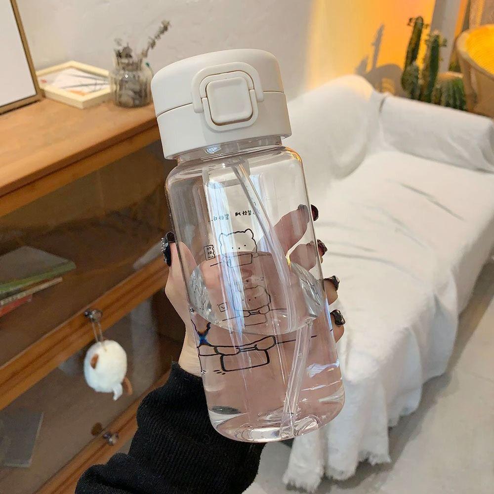 Travel Creative Cute Cartoon With Straw Drinking Cup Water Bottle Drinkware