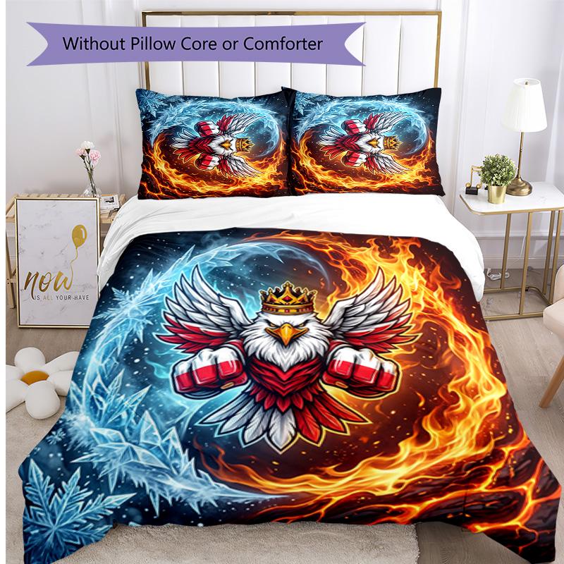 Poland Football Printed Bedding 3 Piece Set Cozy Breathable Bed Cover Set as Housewarming Holiday Gift