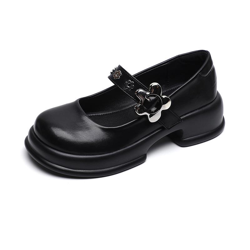 Туфли Мэри Джейн на платформе женские 2025 года новые туфли с круглым носком французские ретро туфли в стиле колледж с толстым каблуком женские туфли большого размера