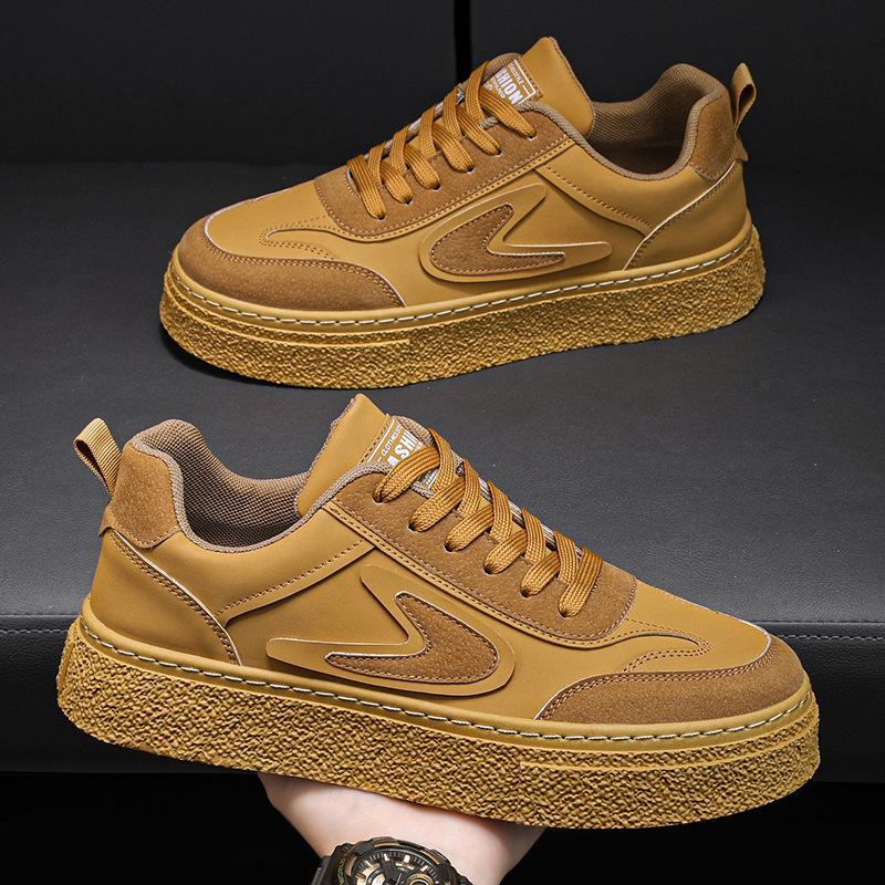 Fashion Men's 2025 Spring New Thick Soled Wear Resistant Work and Leisure Shoes Men's Sports Low Cut Flat Shoes