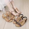 Fashion Brand Casual Summer Fashion Small Wedge Lightweight Sandals Women Elastic Band Beaded Jewel Petal Shoes Rome Ankle T-strap