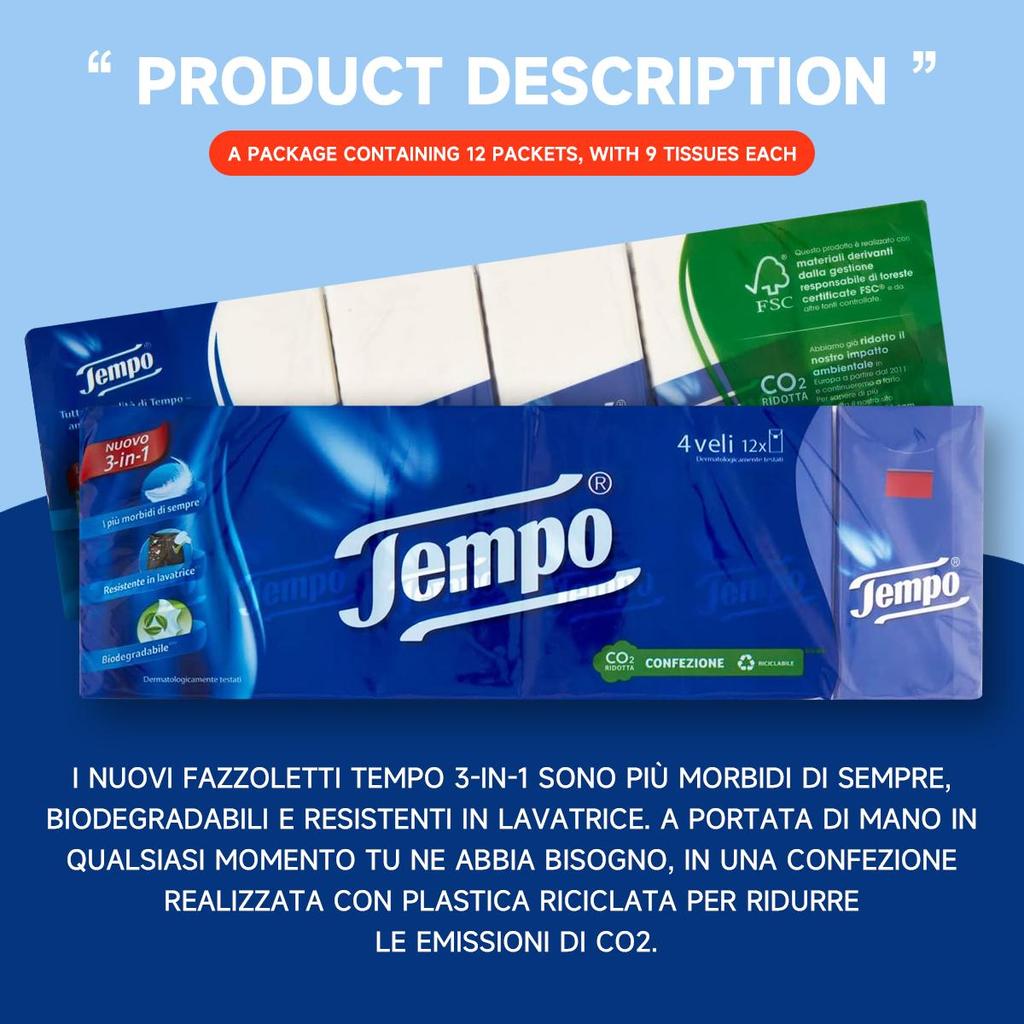 Tempo Tissues 12 Pack by Tempo