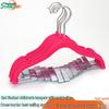 Children's Non-slip Flocked Hangers with Metal Clips for Clothing Displays