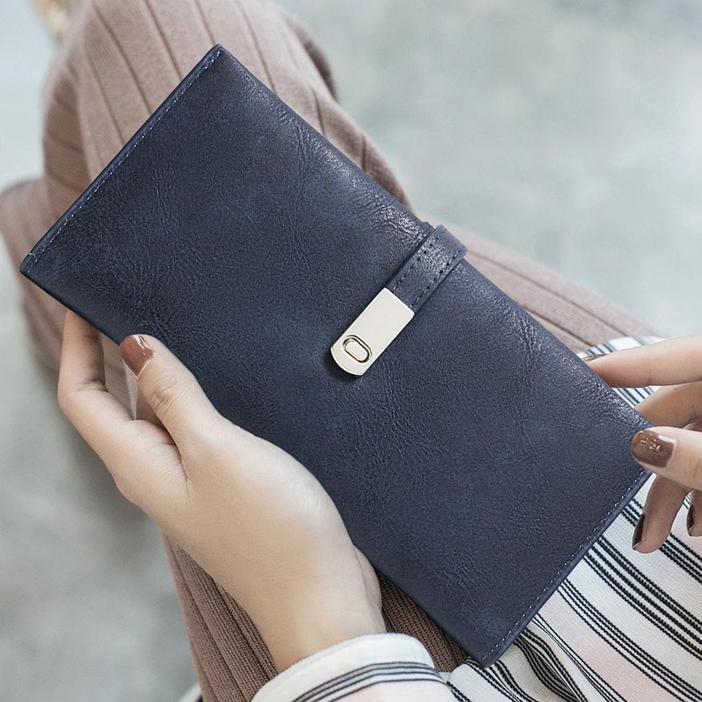 Xiangyin Frosted Women's Long Korean Style Thin Wallet - 2024 New Simple Buckle Bi-fold Design