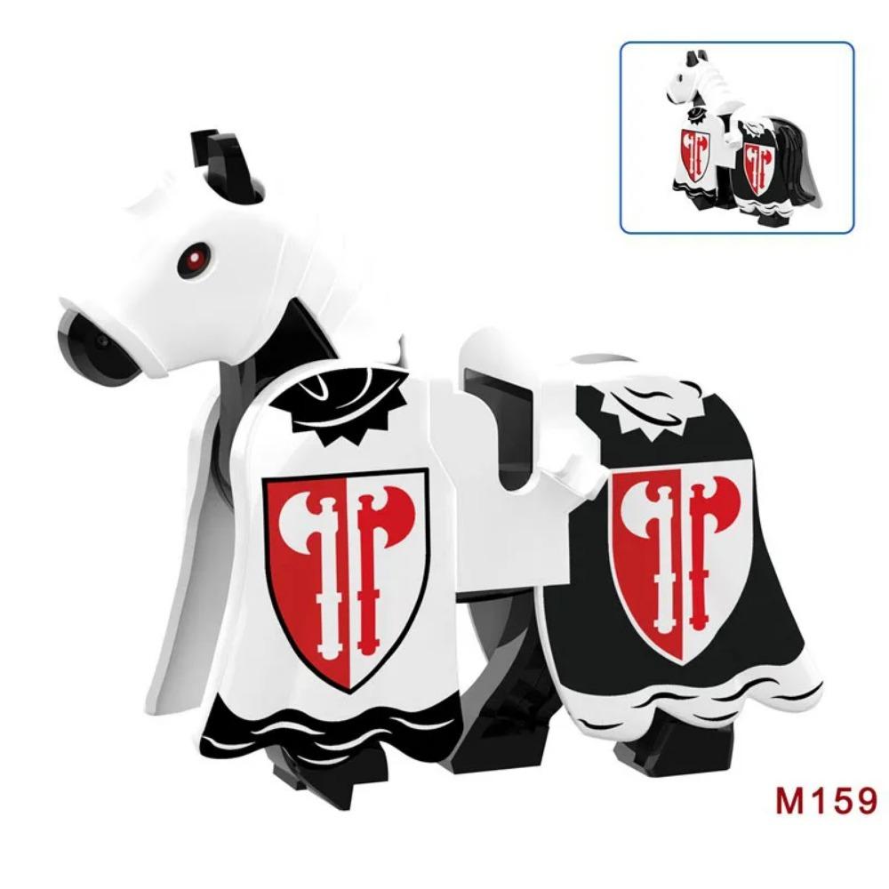 Военные Средневековые Строительные Блоки Фигурки Солдат Рыцарская Экипировка Аксессуары для Животных Маунт Броня Боевой Конь Мини Кирпичики MOC