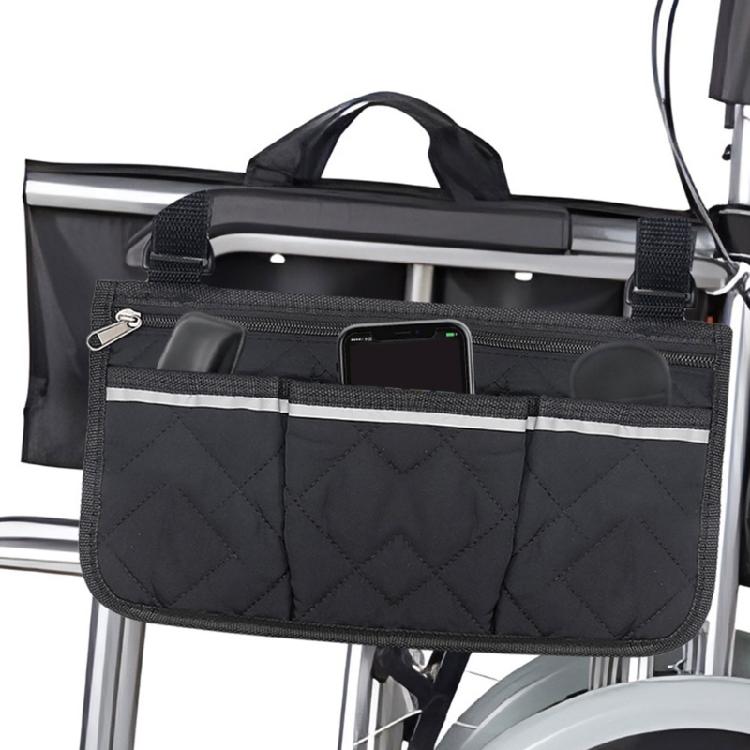 Сумка для переноски инвалидной коляски Карманчики на подлокотнике Боковая сумка для хранения на подлокотнике скутера-коляски для ходунков или роллаторов