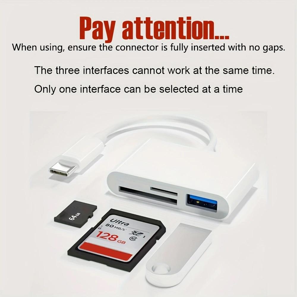 USB C To SD/TF Memory Card Reader 3-in-1 USB C Card Read Compatible With iPhone 15 Pro iPad Mac MacBook Laptop Android,PC Acc 3