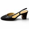 Excellent CHANEL pumps COCO MarkMetal Slingback Strap Leather 35.5 G31318 Used