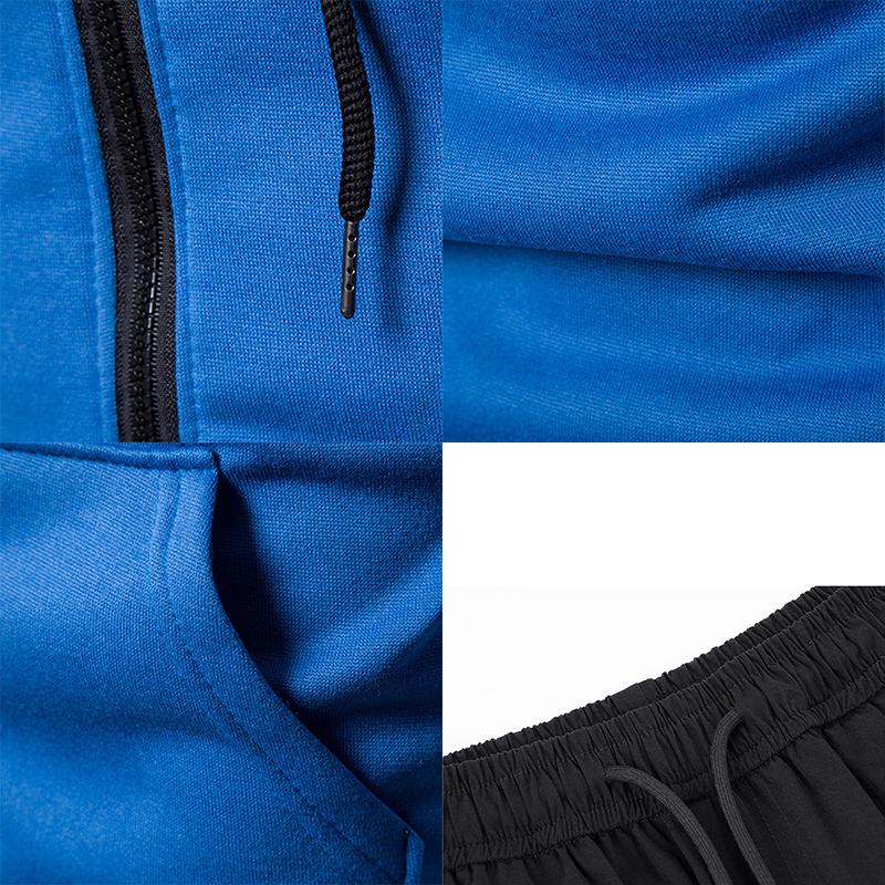 Осенне-зимний мужской спортивный костюм, комплект с капюшоном + спортивные штаны, модная повседневная спортивная одежда на молнии, уличная одежда, мужские куртки больших размеров